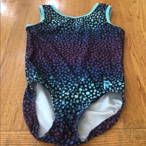 Polka dot plum practice wear leotard gymnastics